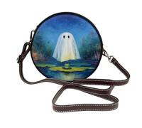 Ghost Above The Water Frog Women Round Crossbody Bags Leather Sling Bag Purse