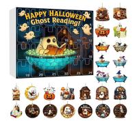 Ghost Advent Calendars 2025, 24 Days Of Halloween Advent Calendars, 2D Acrylic Ghost Reading Book Pendant For Halloween Hanging Ornament