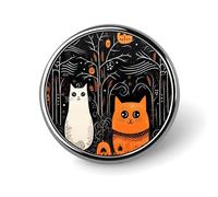 Ghost And Black Cat Badge Holder Personalized Metal Button Pin Fashion Round Badge with Pattern Pin DIY Button Badges Exquisite Brooch Crafts Gift Clothes Decorative Pins