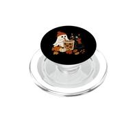 Ghost and Black Cat Iced Coffee Cozy Fall Vibes Halloween PopSockets PopGrip for MagSafe