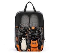 Ghost And Black Cat Shoe Bags Foldable Breathable Portable Shoe Puches Organizer Stylish Expandable Packing Travel Shoes Bags for Sneakers Gym Luggage Closet