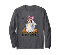 Ghost Angel Halloween Bow Veil Pumpkins Bats and Spider Fun Long Sleeve T-Shirt