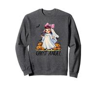 Ghost Angel Halloween Bow Veil Pumpkins Bats and Spider fun Sweatshirt