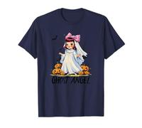 Ghost Angel Halloween Bow Veil Pumpkins Bats and Spider Fun T-Shirt