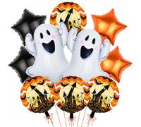 Ghost Balloons and Orange Black Star Balloon, Halloween Foil Balloons for Ghost Birthday Decorations, Halloween Party Supplies