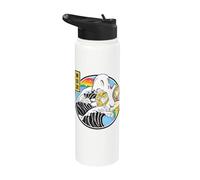 Ghost Banana Milk Great Wave Kawaii Rainbow Retro Anime Stainless Steel Insulated Water Bottle