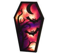 Ghost Bat Lamp Desk - uniique Coffin Shape Haunted House | Long Lasting Horror Props Lanterns Ghost Bat Nightlights | Nightmare Before Christmass Light for The Living Room or offfice.