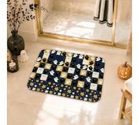 Ghost Bathroom Rugs, Festive Playful Maple Leaf Cat Halloween Navy Quick Dry Absorbent Low Pile Bathroom Rug for Shower Floor Toilet Decor 16x24 Inch
