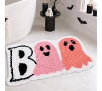 Ghost Bathroom Rugs Halloween Bath Mat Decor Indoor (2 pcs) | Pink Halloween Decorations,Water Absorbent, Washable Decor for Indoor Living Room Kitchen Bedroom