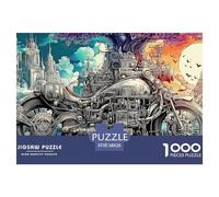 Ghost Bikers 1,000 Piece Steampunk Intricate Monochrome Artplastic 3D Puzzle Travel Activity Durable Thick Pieces Lightweight Travel Friendly Kids 38x26cm/1000pcs