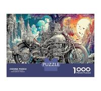 Ghost Bikers 1000 Pieces Sturdy Cardboard Motorcycle Art Classic Jigsaw Puzzle Puzzles for Adults Kids Educational Game Challenge for Party Game Gift for Game Night 38x26cm/1000pcs