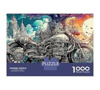 Ghost Bikers Jigsaws 1000 Piece Puzzle Vintage Motorcycle Art Impossible Fit Together Perfectly Wall Decor for Adults And Kids 38x26cm/1000pcs