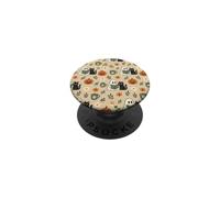 Ghost Black Cat Reading Coffee Pumpkin Halloween Pattern Art PopSockets Adhesive PopGrip