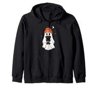 Ghost Black Pug Animal Lover Halloween Beenie Hat Mom Dad Zip Hoodie