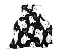 Ghost Blanket 100 x 150 cm Soft Flannel with Funny Ghost Patterns