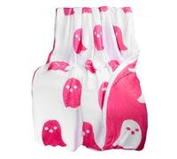 Ghost Blanket - Halloween Pink Ghost Blanket | Halloween Blankets and Throws | Soft Flannel Blanket | Reversible Blanket | Spider Throw | Cosy Flannel Couch Living Room Bed Blanket