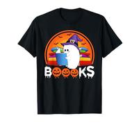 Ghost Book Reading Halloween Costume Book Lover Teacher Kids T-Shirt