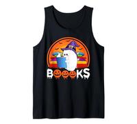 Ghost Book Reading Halloween Costume Book Lover Teacher Kids Tank Top