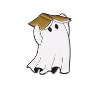 Ghost Bookish Enamel Pins, Cute Cartoon Ghost Reading Book Pin | Halloween Enamel Pins & Badge For Bags Jackets Hats, Reading Accessories Gift For Teachers Students Librarians Readers