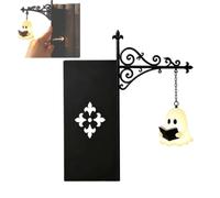 Ghost Bookshelf Lantern,3D Cute Ghost Lamp Reading Book Shelf LED Night Light,Vintage Mini Street Lamp Bookend Decor,Spooky Halloween Ornament for Shelf & Indoor Tabletop Decor (B)