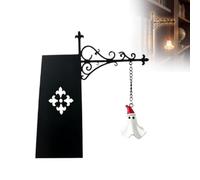 Ghost Bookshelf Lantern, Cute Vintage Reading Ghost LED Nightlight with Scroll Bracket, Warm Glow Miniature Shelf Decor for Book Lovers, Spooky Halloween Accent Light for Home Study Library (Black C)