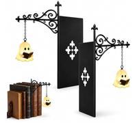 Ghost Bookshelf Lantern,Decorative Shelf Light with Cute Reading Ghost,ReadingBook Shelf Lights,Warm LED Hanging Nightlight for Bookcase,Library,Desk,Reading Nook,Halloween Decor &Book Lover Gift