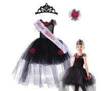 Ghost Bride Costume - Mesh Bridal Costume for Girls | Polyester Halloween Costume Witch Cosplay Party Soft Tulle Bridal Dress for 2-10 Years Old Girl