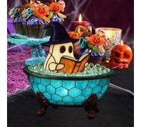 Ghost Bubble Bath Night Light, Color Changing LED Mood Lamp with Floating Bubbles, Cute Halloween Decor for Bedroom Bathroom, Battery Powered Cordless Emotion Light (15cm/6in B)