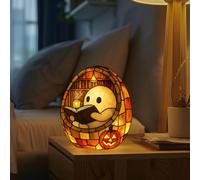 Ghost Bubble Bath Night Light, Color Changing LED Mood Lamp with Floating Bubbles, Cute Halloween Decor for Bedroom Bathroom, Battery Powered Cordless Emotion Light (15cm/6 in A)