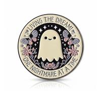 Ghost Butterfly Flower Enamel Pin, Round Cartoon Accessory