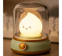 Ghost Campfire Desk Lamp, Cute Bedside Table Lamp Dimmable, Rechargeable Night Light with 2 Modes Warm Light and Timer, Portable Bedside Light for Kids Teens, Halloween Decor (Green)
