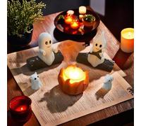 Ghost Campfire Flickering Night Light, Ghost Campfire Gathering, Funny Halloween Nightlight Decor, 2 Ghosts Roasting Marshmallows at Campfire, Ghost Campfire Flickering Night Light (A)