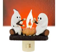 Ghost Campfire Flickering Night Light, Ghosts Campfire Flicker Flame Halloween Nightlight, 3D LED Small Electric Faux Campfire Night Light, Halloween Nightlight Indoor Decorations for Family Friends