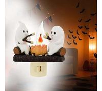 Ghost Campfire Flickering Night Light Ghosts Campfire Flicker Flame Halloween Nightlight 3D Spooky Fire Marshmallow Night Light Halloween Nightlight Indoor Figurine Lamps Easter Basket Stuffers
