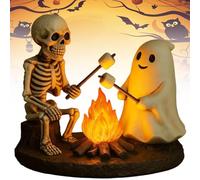 Ghost Campfire Flickering Night Light, Spooky Skeleton and Ghost Bonfire Night Lamp, 3D LED Campfire Night Light, Halloween Nightlight Indoor Figurine Lamps Ornaments Gift