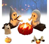Ghost Campfire Gathering, Ghost Campfire Flickering Nightlight,3D Printed Ghost Campfire, Ghosts Roasting Fire LED Light, Ghosts Roasting Marshmallows at Campfire Figurine Set