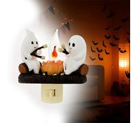 Ghost Campfire Night Light,2024 Halloween Ghost Campfire Flickering Nightlight,Plug-in Campfire Night Light LED Nightlight,Halloween Room Decorations,Halloween Gifts for Family/Friends/Kids