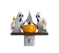 Ghost Campfire Night Light - 2025 New Halloween Night Light Flickering, Halloween Decor Night Lights for Kids, Plug in Ghost Nightlight for Halloween Decorations Party Gift