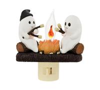 Ghost Campfire Night Light,Halloween Lights Ghost Campfire Flickering Nightlight Plug in Wall,Cute Halloween Decorations Light Up Ghosts Lighting,Resin Faux Campfire LED Ghosts Lamp for Kids Bedroom