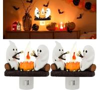 Ghost Campfire Night Light, Night Light Socket, Halloween Ghost, Flickering Flame, Halloween Decoration (C)