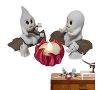 Ghost Campfire Nightlight - Festive Halloween Flame Lantern | Spooky Funny Electric Table Light | Ghost Lamp for Living Room Bedroom Desk Apartment Bookshelves Home Party Holiday Decoration