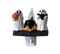 Ghost Campfire Nightlight, Halloween Plug Lamp, Cute Scary Indoor Accent Soft Glow Decorative Light for Home, Bedroom, Living Room, Party Decoration, 4.13x3.94x2.76 Inches