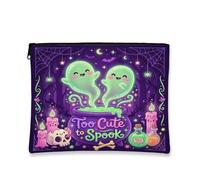 Ghost Canvas with Zipper, Fanciful Playful Potion Candle Halloween Violet Portable with Zipper Small Makeup Pouch for Travel, Bathroom, Vanity, Purse Storage and Gifts, Purple, 7x9 Inch, Whimsical