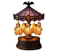 Ghost Carousel Lamp - Scary Ghost Night Lamp, Vintage LED Light | Rechargeable Floating Ghosts Carousel Light, Halloween Party Table Centerpiece Lamps for Home Bedroom Kids Room Holiday Decor