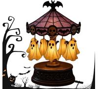 Ghost Carousel Light, Halloween Spooky Ghost Carousel Lamp Decorations Indoor, Rechargeable Ghosts Night Light Up Kit, Vintage Carousels Decor for Halloween Partys Bedroom Home Kitchen