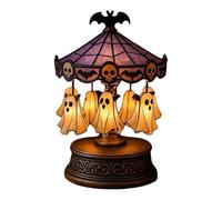 Ghost Carousel Lights Halloween Ghost Night Light USB Rechargeable Spooky Lamp Decorations Vintage Carousel Decor Indoor for Bedroom Mantel Tabletop Halloween Party or Gift (A)