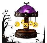 Ghost Carousel Lights, Halloween Party Decorations, Rotating Ghost Night Light USB Rechargeable, Vintage Carousel Decor - Ideal for Halloween Parties, Bedrooms, Living Rooms, Mantel Displays (Pumpkin)