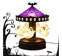 Ghost Carousel Lights, Halloween Party Decorations, Rotating Ghost Night Light USB Rechargeable, Vintage Carousel Decor - Ideal for Halloween Parties, Bedrooms, Living Rooms, Mantel Displays (Ghost-B)