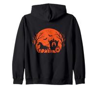 Ghost Carriage Halloween Moon Zip Hoodie
