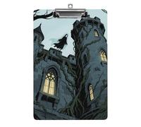 Ghost Castle Clipboard 8.5×12.5 Inch Acrylic Clip Board with Metal Clip A4 Letter Size Decorative Clipboard Cute Hanging Clipboards for Office, Teacher, Nurse, Doctor,
